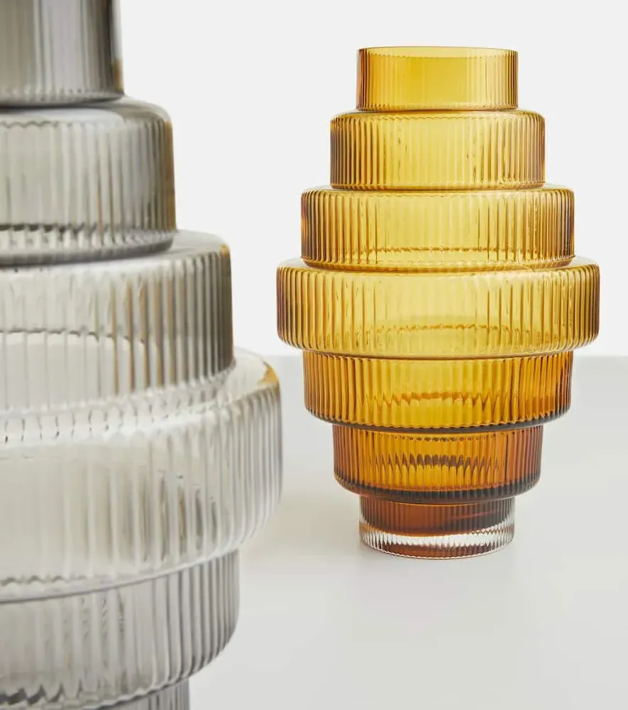 Steps Small Vase - Amber, Glass