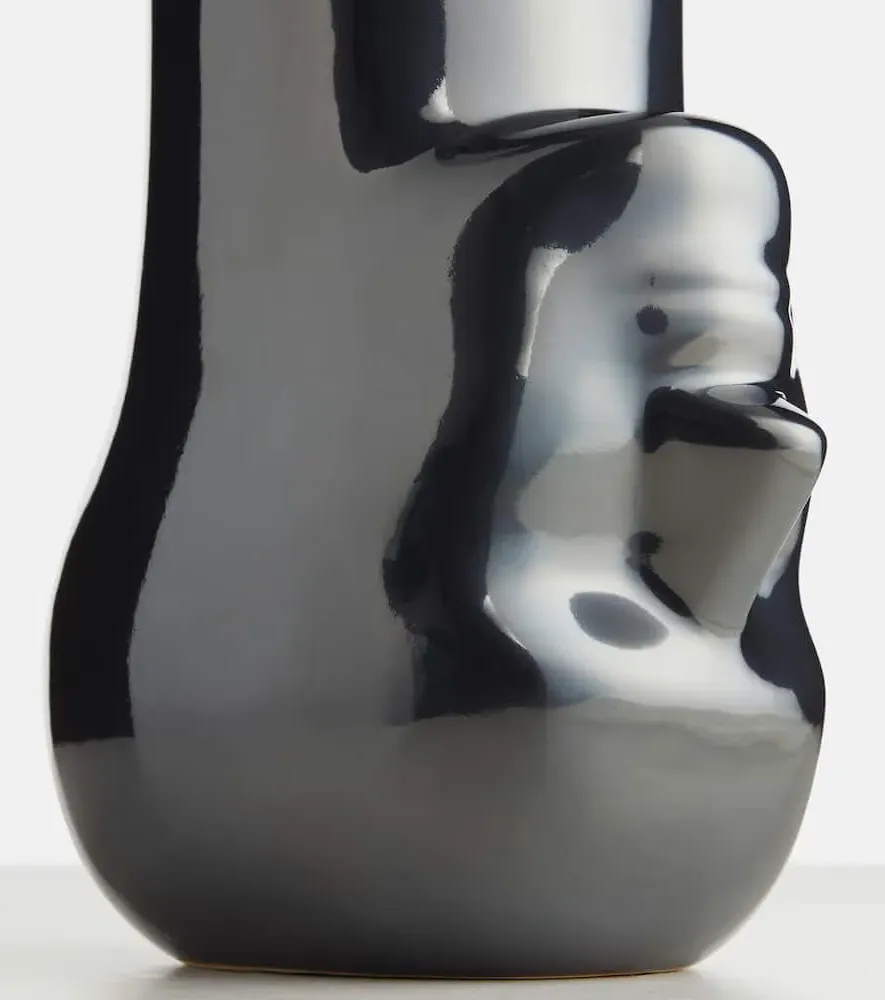 Upside-Down Ceramic Vase - Metallic Grey