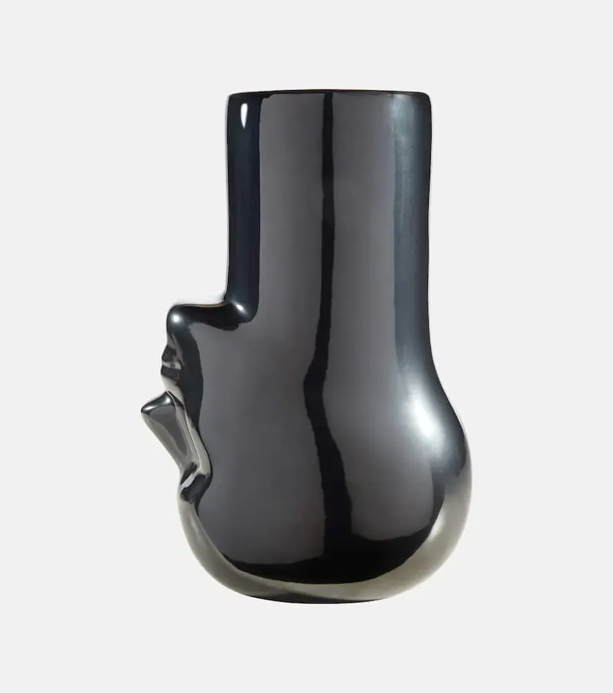 Upside-Down Ceramic Vase - Metallic Grey