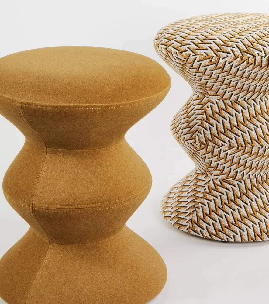 Zig Zag Stool - Yellow, Polyester