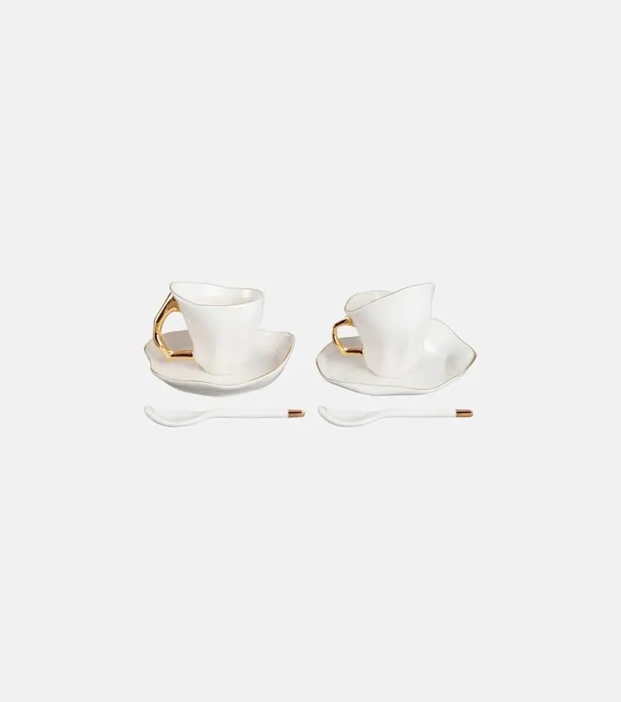 Meltdown Set of 2 Espresso Cups with Saucers - Multicolor