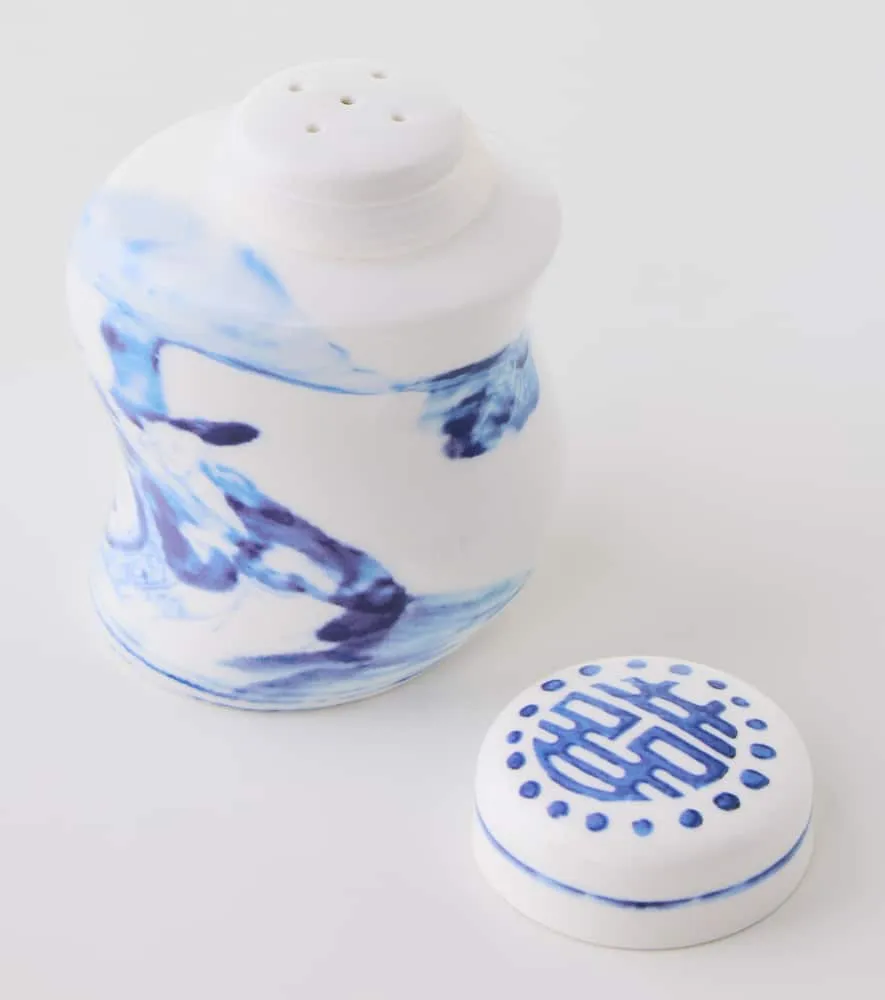 Seletti Porcelain Salt and Pepper Shakers - White, Blue