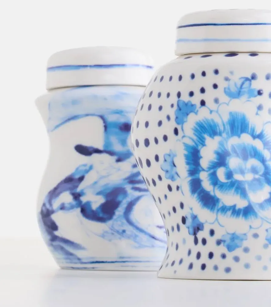 Seletti Porcelain Salt and Pepper Shakers - White, Blue