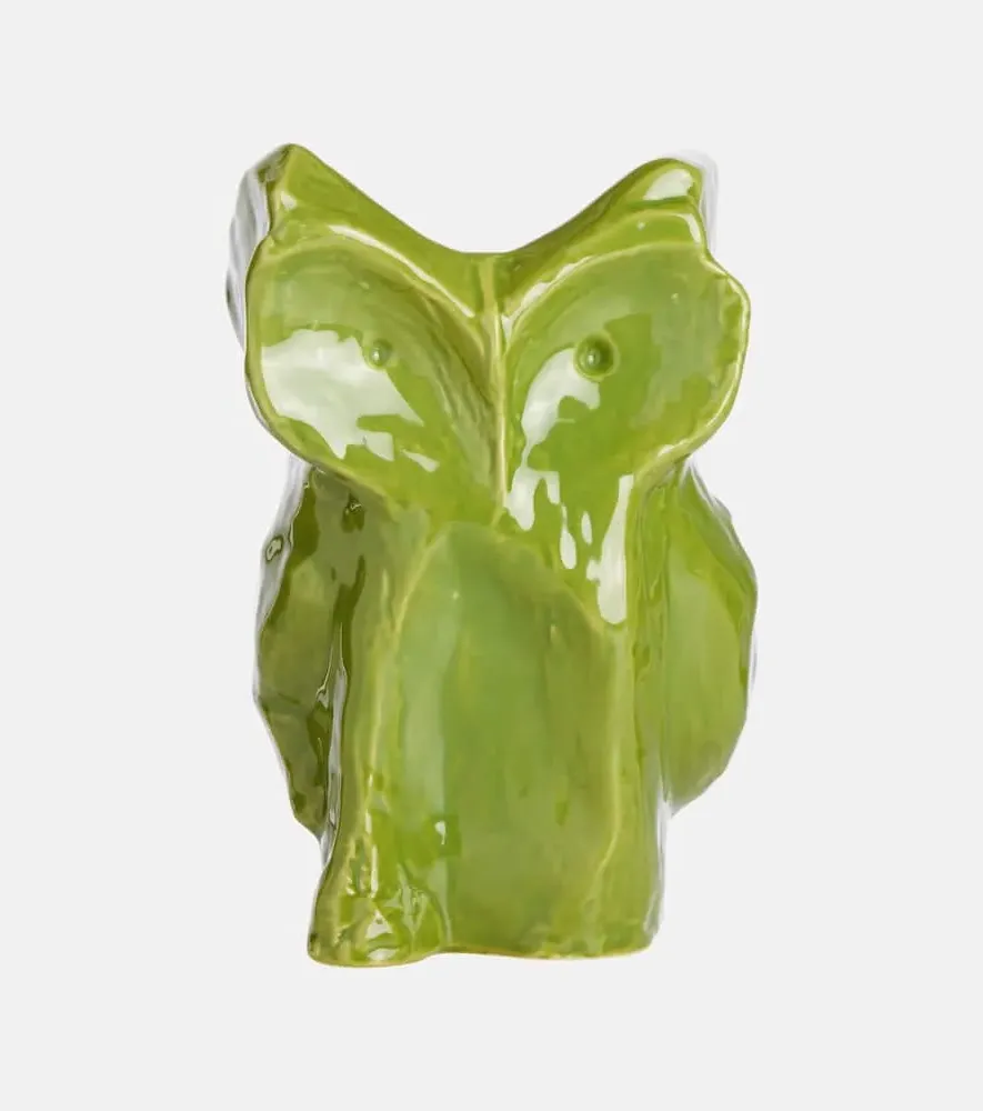 Marni After Midnight Owl Small Stoneware Vase - Green