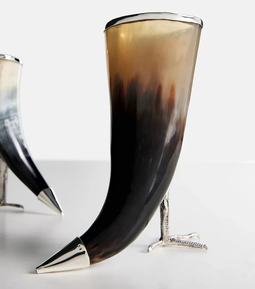 Omer Gilony Bird Edit Melro Vase - Silver, Horn alternate view