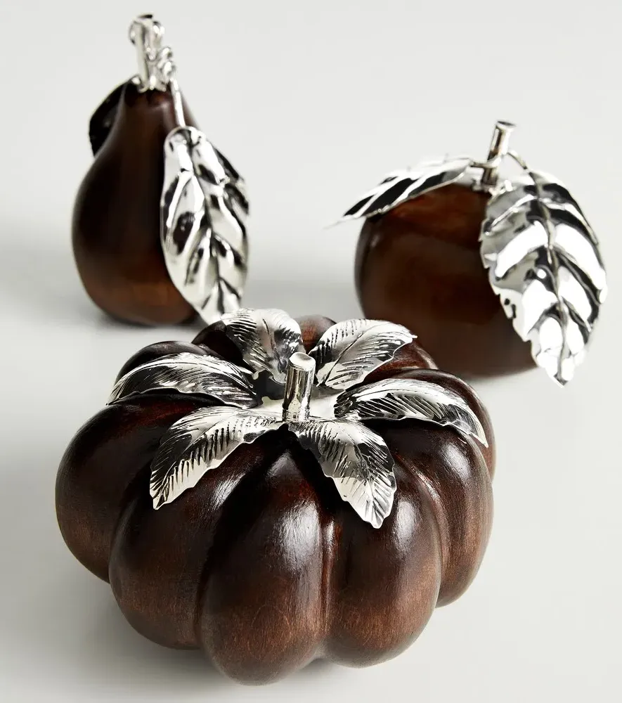 Wood Fruits Pumpkin Decorative Object - Silver, Wood by Mytheresa, image 3