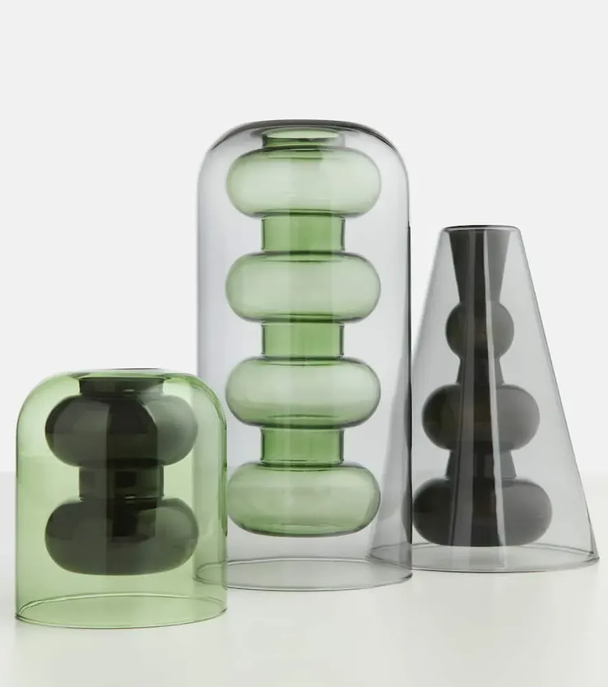 Bump Tall Glass Vase - Green