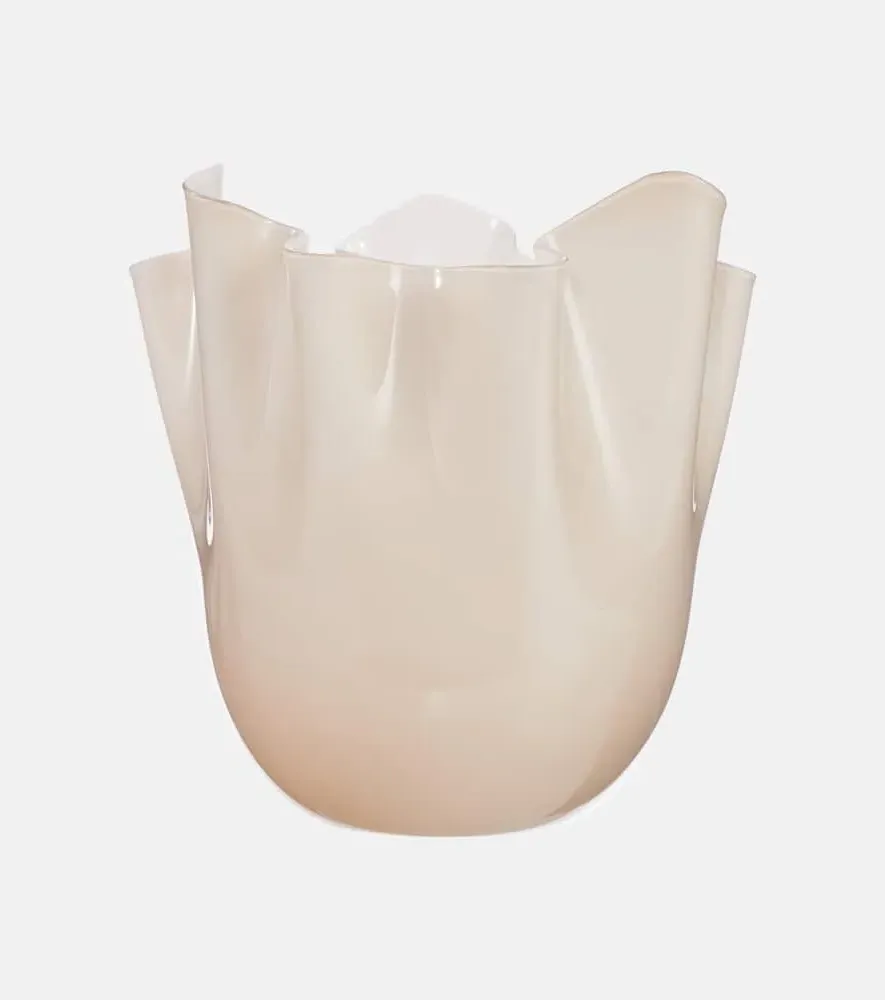 Fazzoletto Murano Glass Vase - Beige