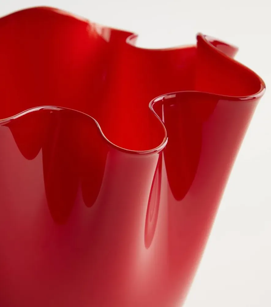 Fazzoletto Murano Glass Vase - Red