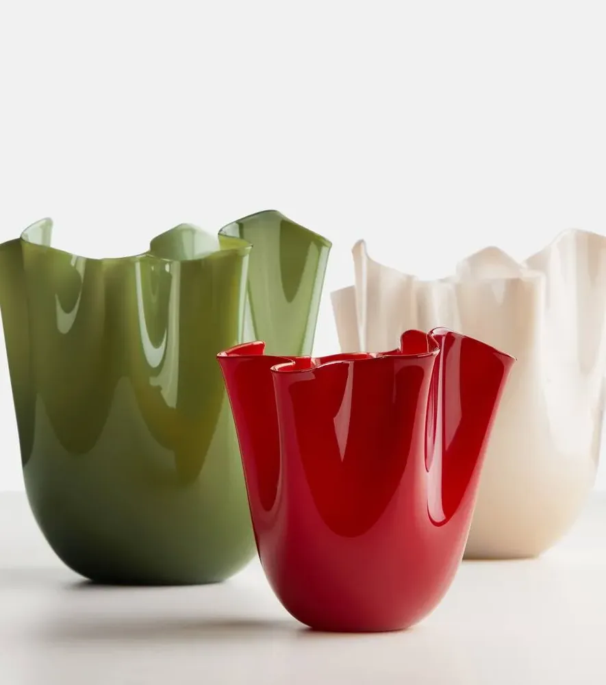 Fazzoletto Murano Glass Vase - Red