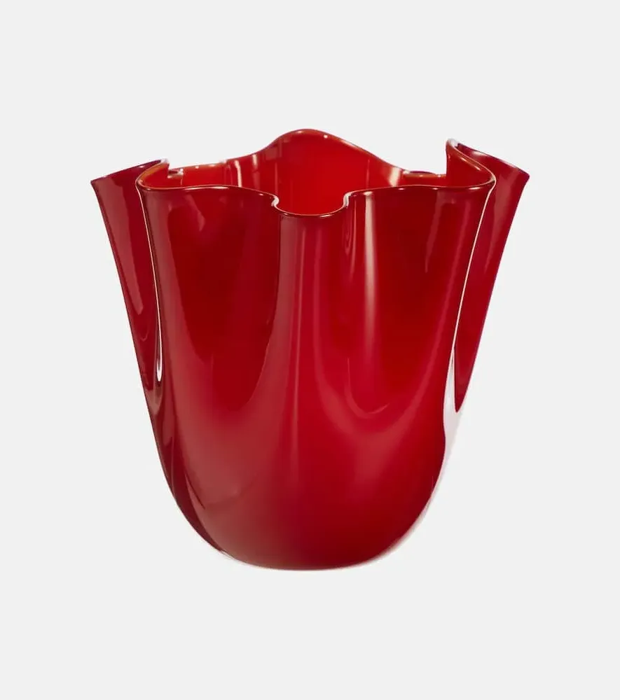 Fazzoletto Murano Glass Vase - Red