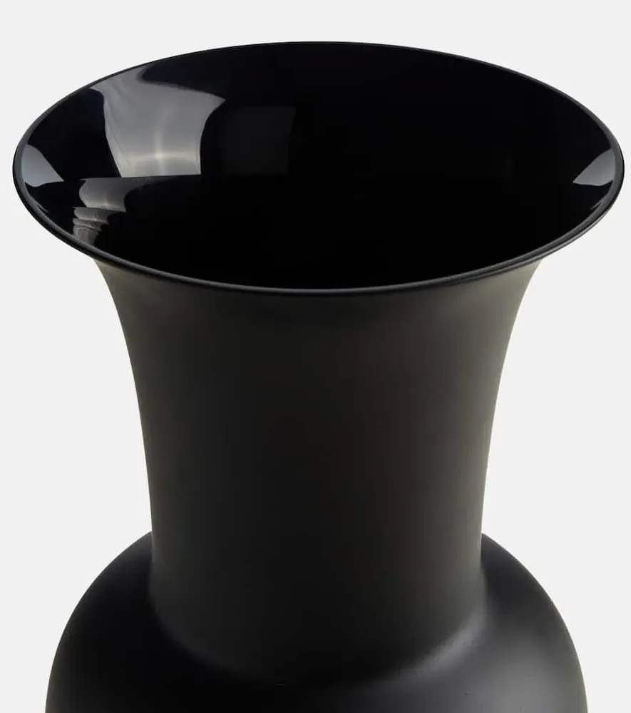 Opalino Murano Glass Vase - Black image