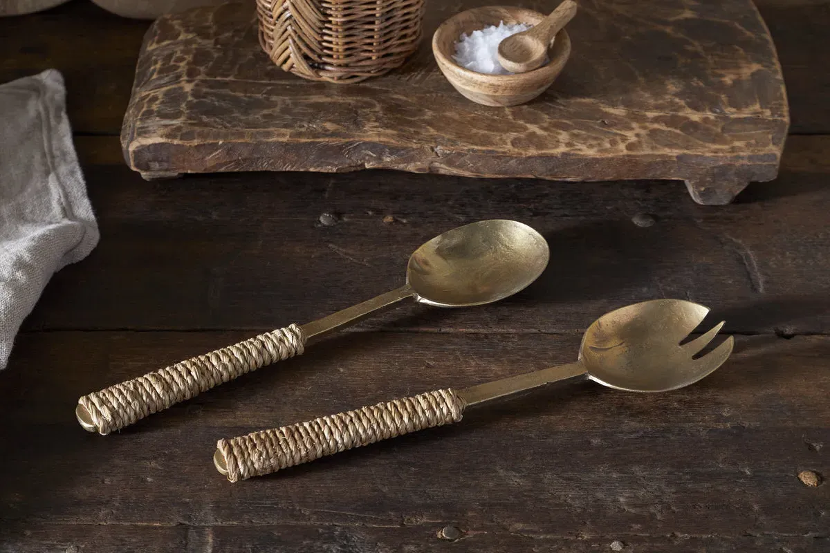 Abani Salad Servers - Antique Brass product