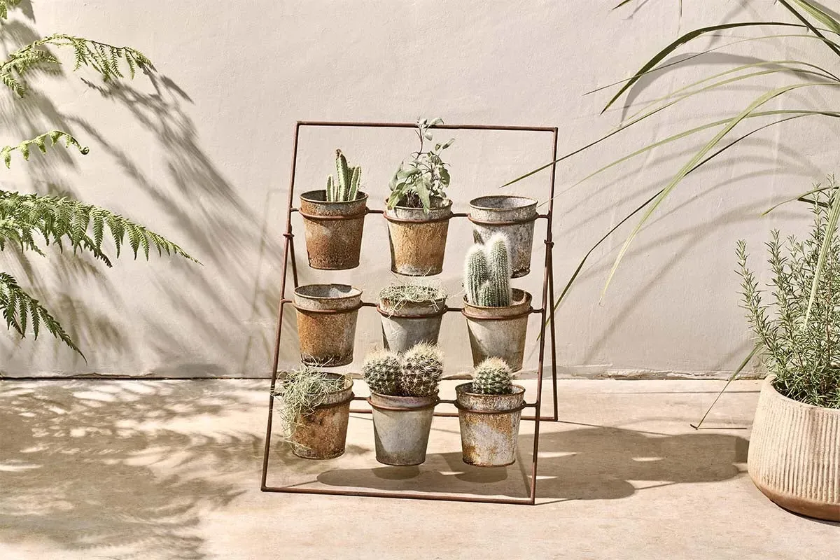 Abari 9-Pot Planter Stand - Aged Zinc
