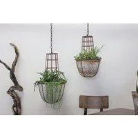 Abari Large Caged Hanging Planter - Aged Zinc alternate view