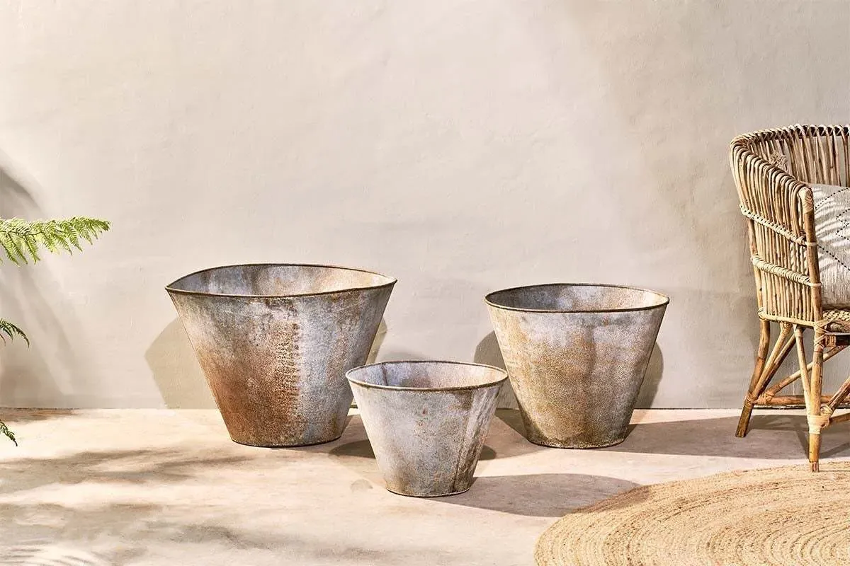 Abari Large Tapered Planter - Aged Zinc product