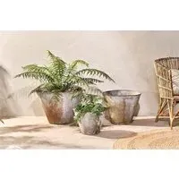 Abari Medium Tapered Planter - Aged Zinc