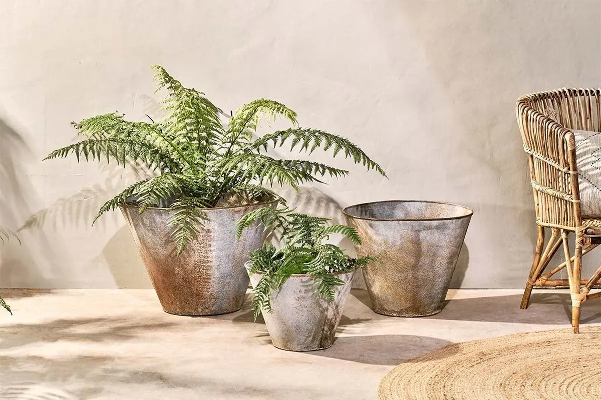 Abari Medium Tapered Planter - Aged Zinc image