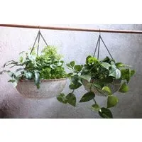 Abari Small Round Hanging Planter - Aged Zinc