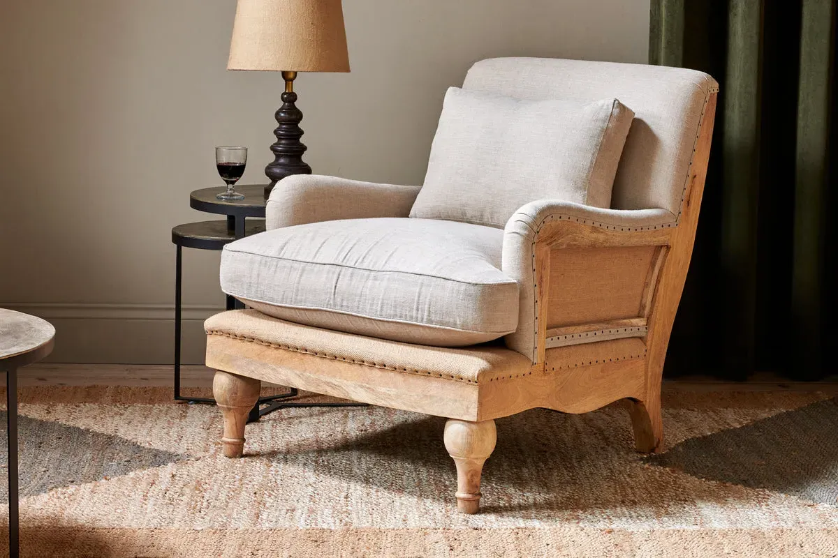 Abe Deconstructed Armchair - Stone, Linen