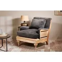 Abe Deconstructed Armchair with Cushion - Moss Green, Velvet