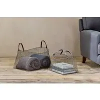 Adah Iron Baskets Set of 2 - Brown