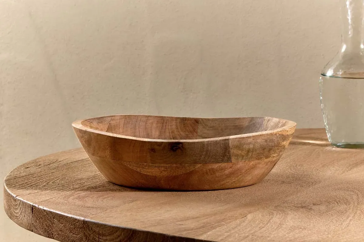 Adar Wooden Bowl - Natural, Mango Wood