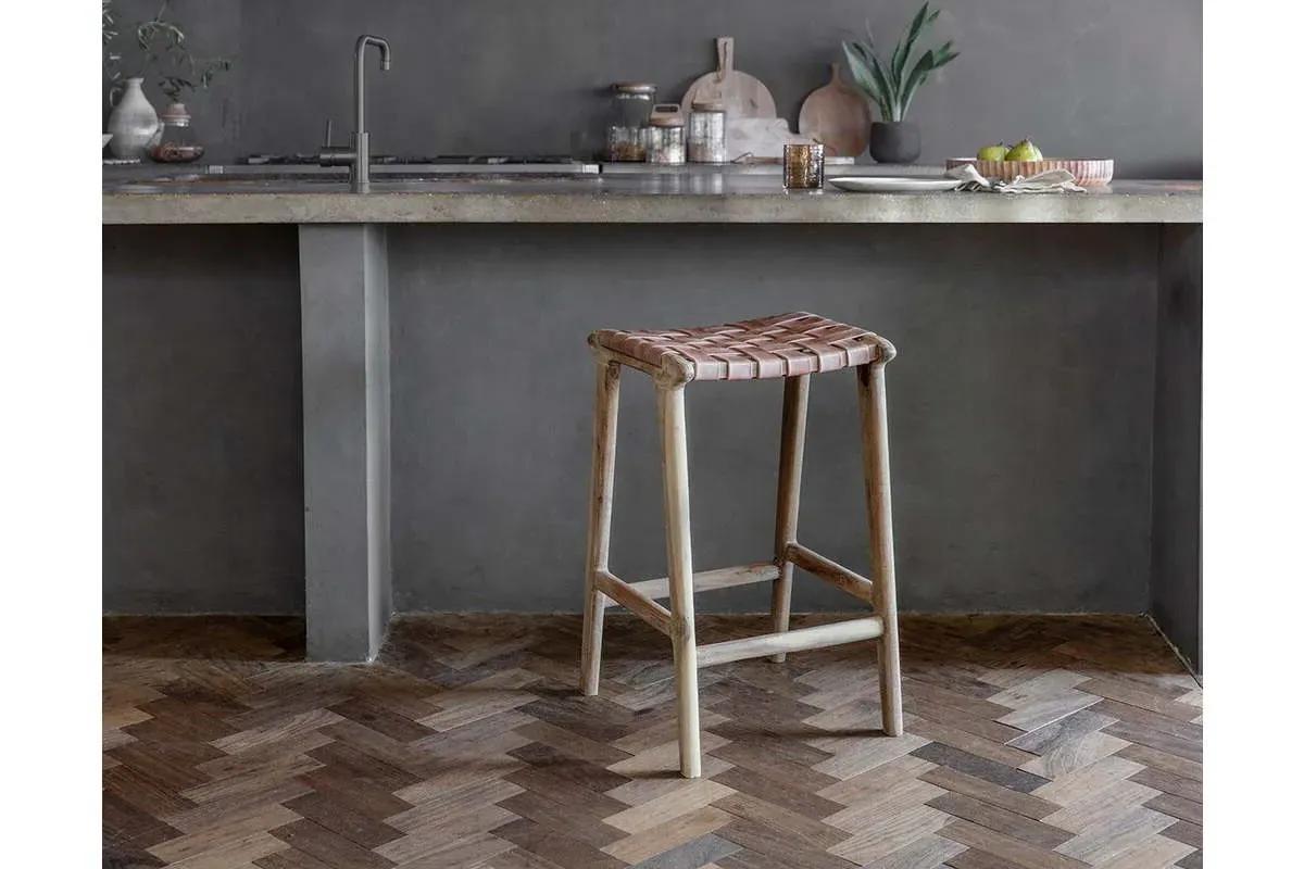 Adembi Woven Leather Counter Stool - Natural product