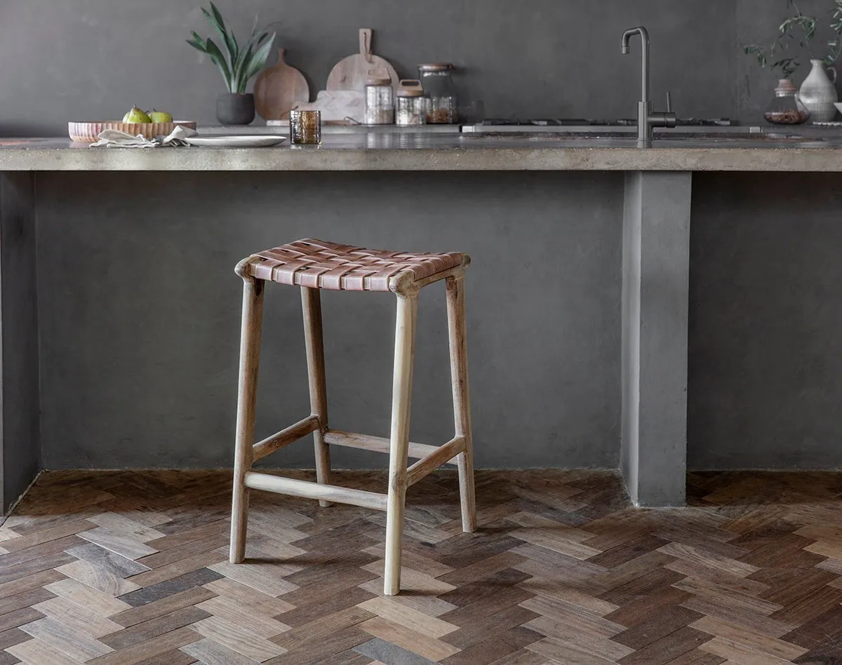 Adembi Woven Leather Counter Stool - Natural image