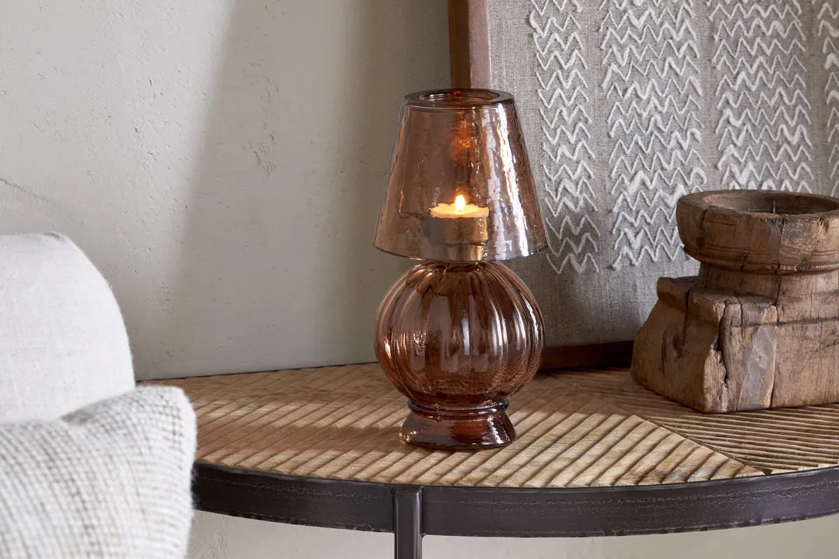 Adesola Glass Tealight Holder Lamp - Amber image