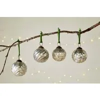 Adoya Set of 4 Christmas Baubles - Aged Nickel alternate view