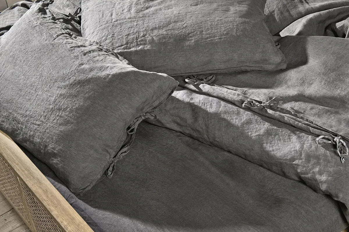 Adya King Size Duvet Cover - Charcoal, Linen
