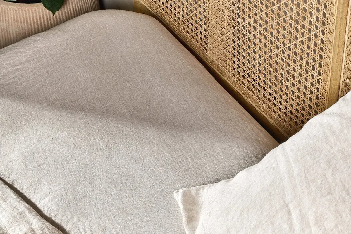 Adya Super King Fitted Sheet - Natural, Linen