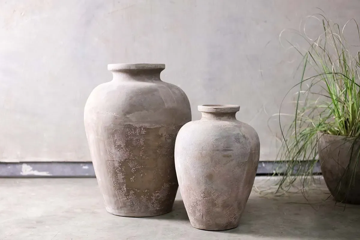 Affiti Large Tapered Pot - Antique Grey, Clay