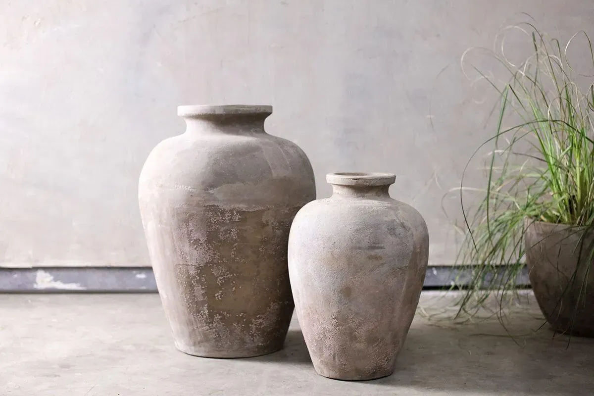 Affiti Small Tapered Pot - Antique Grey, Clay image