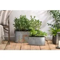 Akasa Small Trough Planter - Zinc