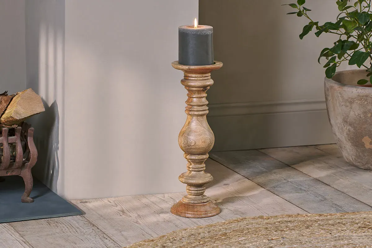 Akello Tall Candle Stick - Natural, Mango Wood