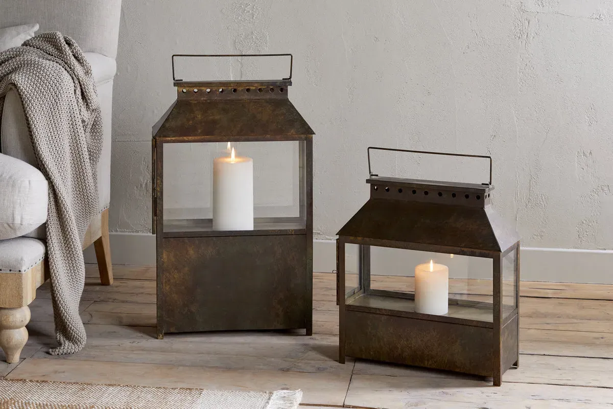 Akoko Small Wide Lantern - Brown Patina image