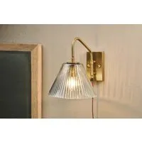Akoli Fluted Glass Wall Lamp - Clear, Antique Brass alternate view