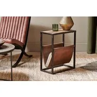 Alera Side Table - Natural, Mango Wood & Leather alternate view