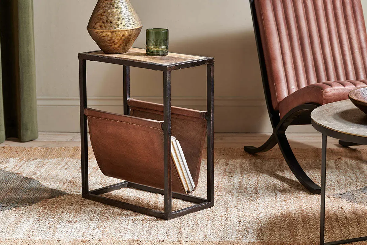 Alera Side Table - Natural, Mango Wood & Leather product