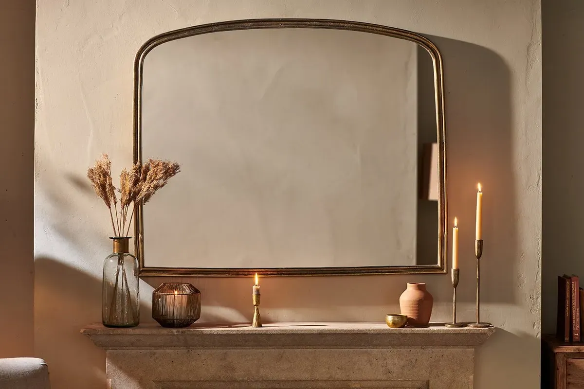 Almora Large Arched Mirror - Antique Brass