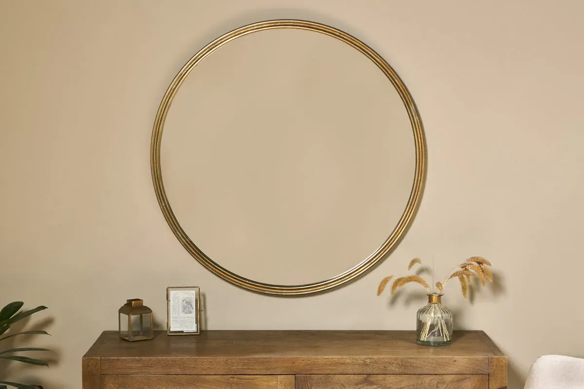 Almora Large Round Mirror - Antique Brass