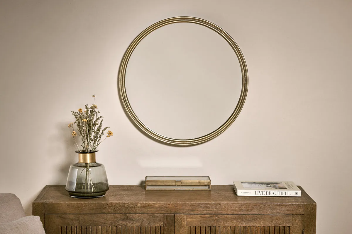 Almora Small Round Mirror - Antique Brass