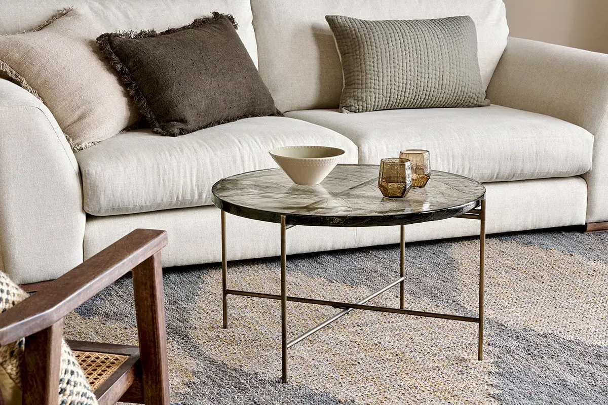 Aluva Glass Coffee Table - Antique Brass