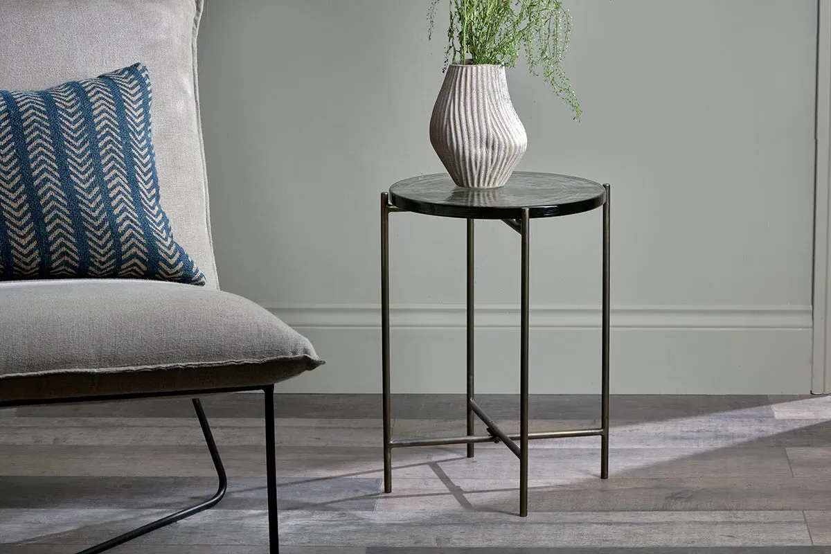 Aluva Glass Side Table - Antique Brass