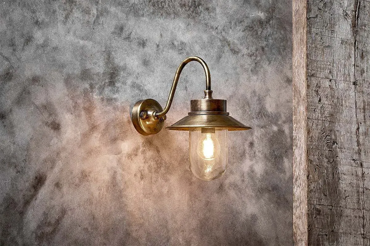 Alwar Outdoor Wall Light - Antique Brass, Glass product