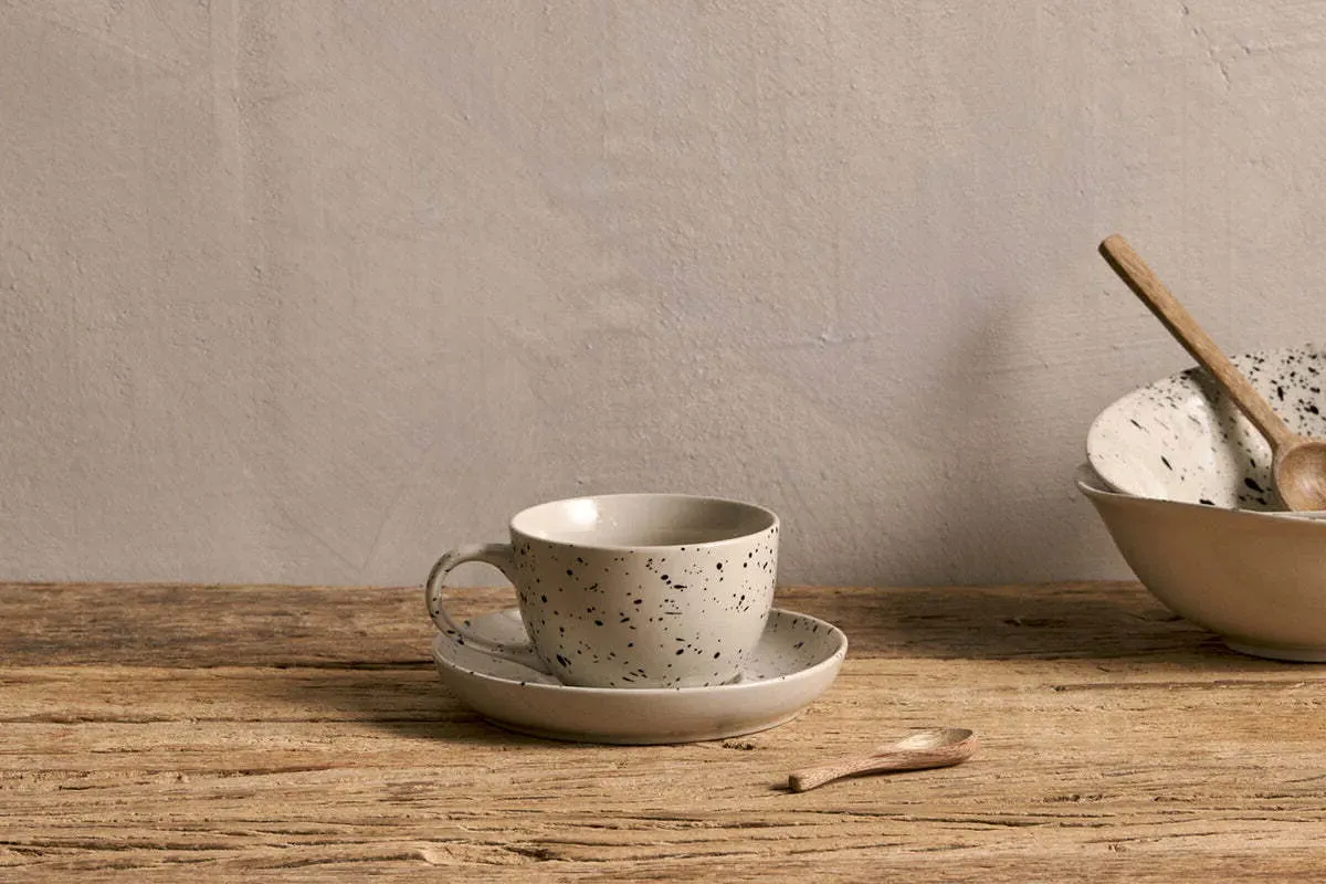 Ama Cup & Saucer - Off White & Black product