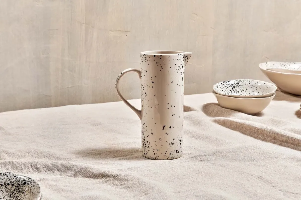Ama Splatter Jug - Off White & Black, Stoneware product