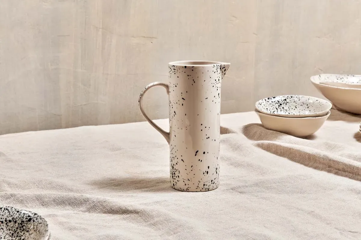 Ama Splatter Jug - White, Stoneware image